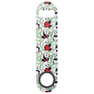 patroon met mooie panda ' s met hart speed flessenopener