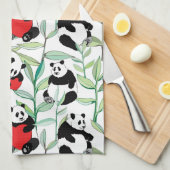 patroon met mooie panda ' s met hart theedoek (Quarter Fold)