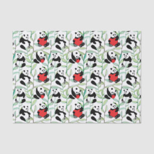 patroon met mooie panda ' s met hart tissuepapier