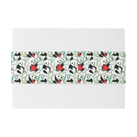 patroon met mooie panda ' s met hart uitnodigingen wikkel (Achterkant Voorbeeld)