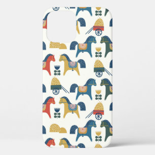 Patroon met paarden geïnspireerd door de scandinav iPhone 12 hoesje