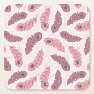 patroon met paukveren vierkante kartonnen onderzetter