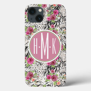 Patroon met proefafdrukken   Monogram iPhone 13 Hoesje
