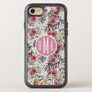 Patroon met proefafdrukken   Monogram OtterBox Symmetry iPhone 8/7 Hoesje