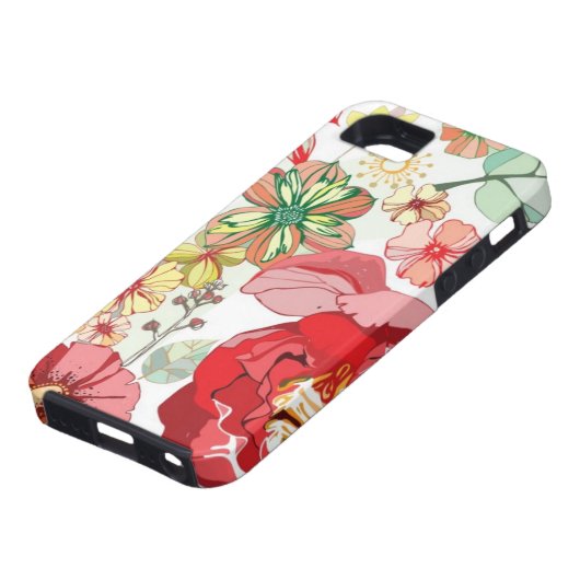 Patroon met rode bloemen Case-Mate iPhone case (Onderkant)