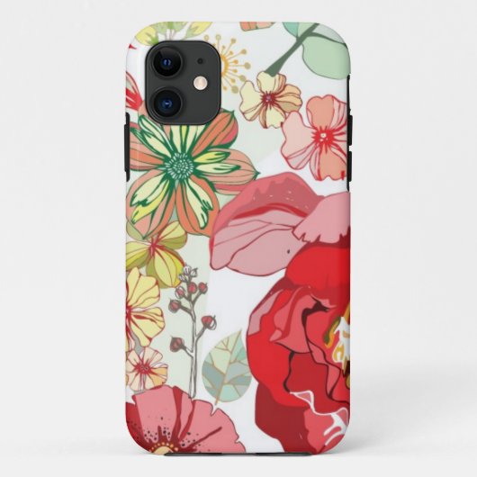Patroon met rode bloemen Case-Mate iPhone case (Achterkant)