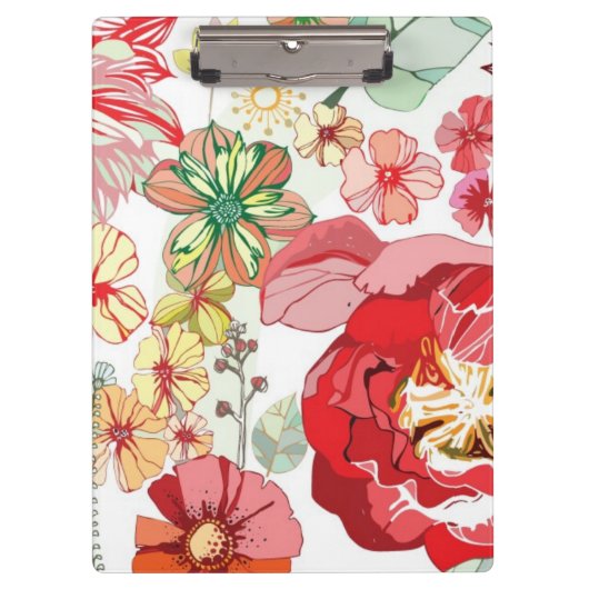 Patroon met rode bloemen klembord (Voorkant)