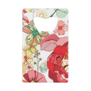 Patroon met rode bloemen kredietkaart flessenopener