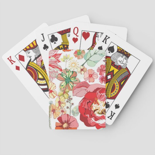 Patroon met rode bloemen pokerkaarten (Achterkant)