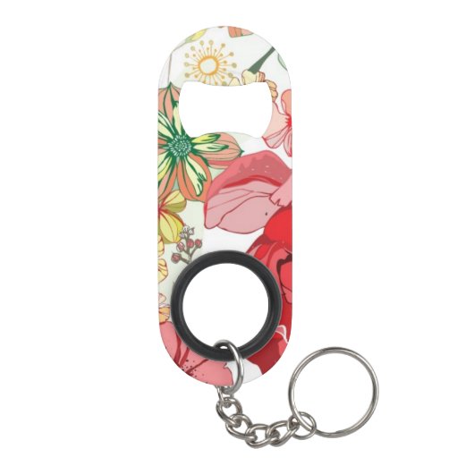 Patroon met rode bloemen sleutelhanger flessenopener (Achterkant)