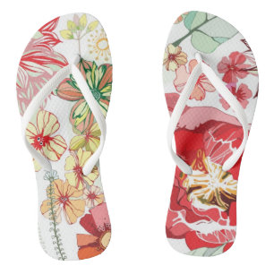 Patroon met rode bloemen teenslippers