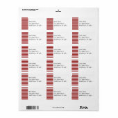 Patroon met rode en witte horizontale strepen etiket (Full Sheet)