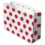 Patroon met rode en witte kerst met geprezen poka groot cadeauzakje (Achterkant Gekanteld)