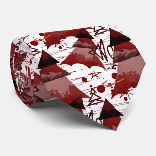 Patroon met rode kerstbomen stropdas (Opgerold)