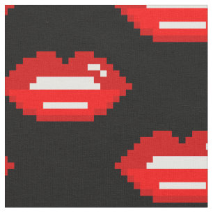 Patroon met rode pixel lippen, ontwerp DIY textiel Stof