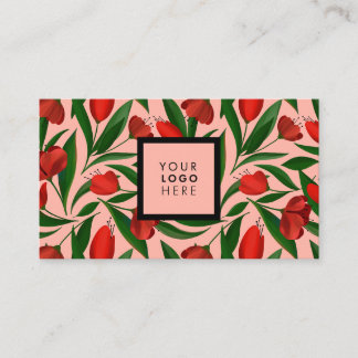 Patroon met rode tulpen visitekaartje