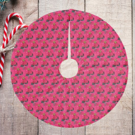 Patroon met rode variëteiten fleece kerstboom rok