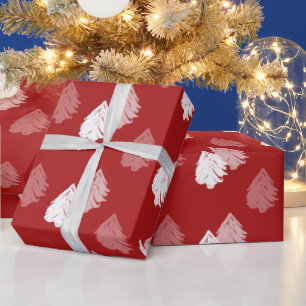 Patroon met rode witte kerstboom cadeaupapier
