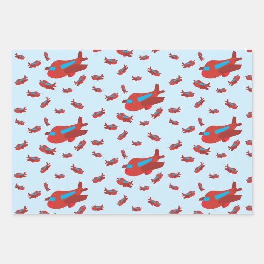 Patroon met rood en blauw vliegtuig inpakpapier vel (Voorkant)