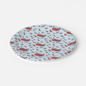Patroon met rood en blauw vliegtuig papieren bordje (Gekanteld)