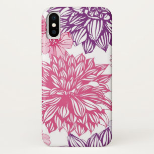 Patroon met roze asters en dahlia iPhone x hoesje