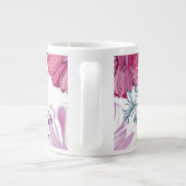 Patroon met roze asters en dahlia extra grote mok (Achterkant)