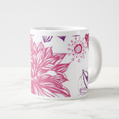 Patroon met roze asters en dahlia extra grote mok (Voorkant rechts)