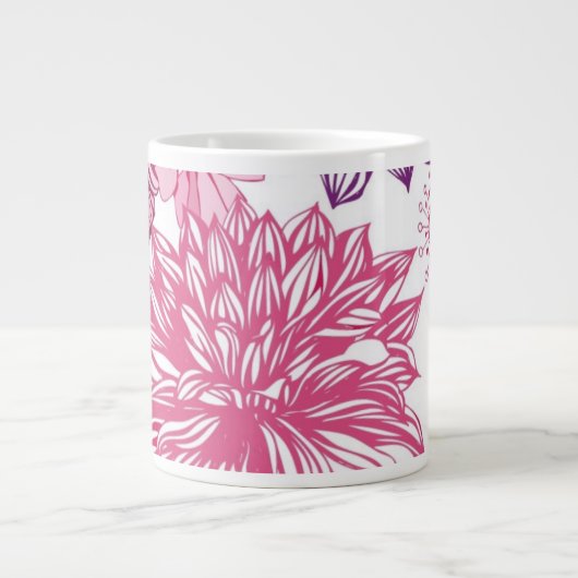 Patroon met roze asters en dahlia extra grote mok (Voorkant)