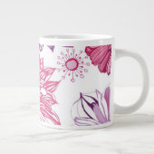 Patroon met roze asters en dahlia extra grote mok (Rechts)