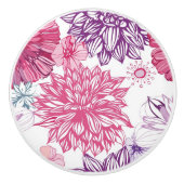 Patroon met roze asters en dahlia keramische knop (Voorkant)
