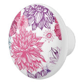 Patroon met roze asters en dahlia keramische knop (Rechts)