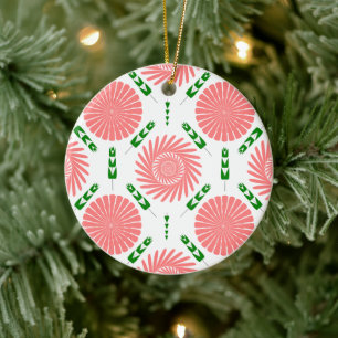 patroon met roze bloemen keramisch ornament