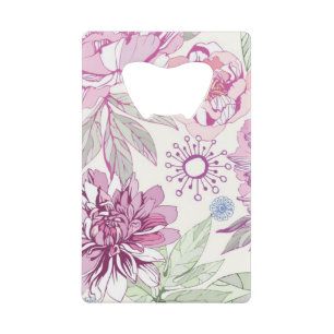 Patroon met roze bloemen kredietkaart flessenopener