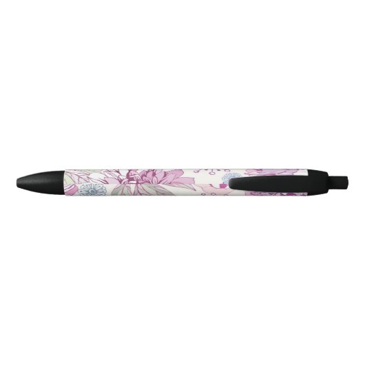 Patroon met roze bloemen zwarte inkt pen (Achterkant)
