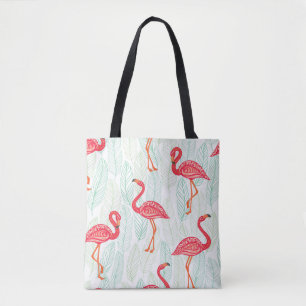 Patroon met roze flamingornamenten op een achtergr draagtas