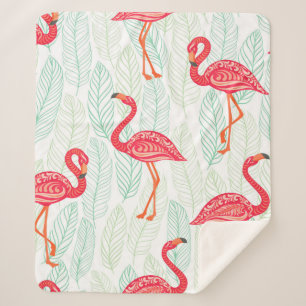 Patroon met roze flamingornamenten op een achtergr sherpa deken