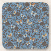 patroon met rozen en vlinder drankjes onderzetter (Voorkant)