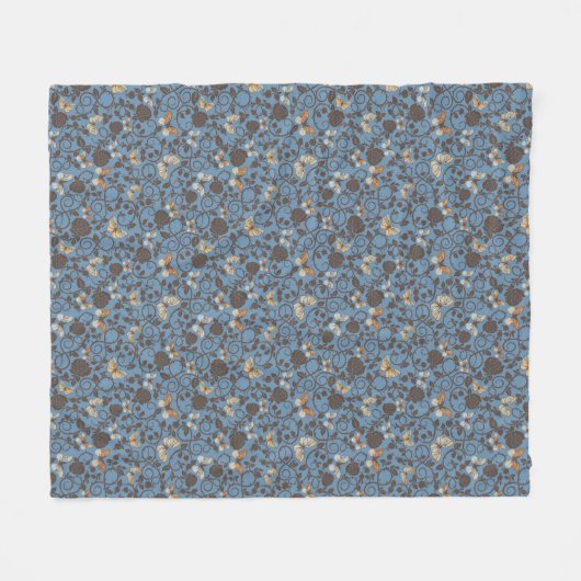 patroon met rozen en vlinder fleece deken (Voorkant (Horizontaal))
