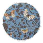 patroon met rozen en vlinder keramische knop (Voorkant)