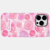 Patroon met Rozen in waterkleur met Jouw naam Case-Mate iPhone Case (Achterkant (horizontaal))