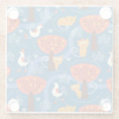 patroon met schattige katten en vogels glazen onderzetter (Achterkant)