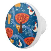 patroon met schattige katten en vogels keramische knop (Rechts)