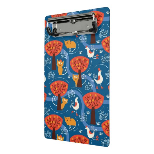 patroon met schattige katten en vogels mini klembord (Angled2)