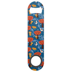 patroon met schattige katten en vogels speed flessenopener