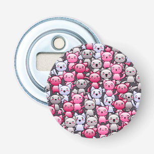 patroon met schattige kawaï - doodle cats 2 button flesopener