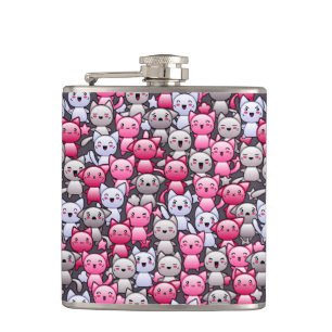 patroon met schattige kawaï - doodle cats 2 heupfles
