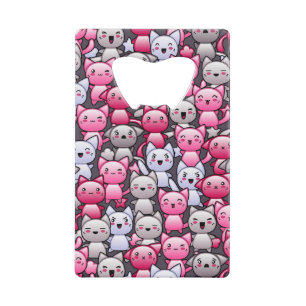 patroon met schattige kawaï - doodle cats 2 kredietkaart flessenopener