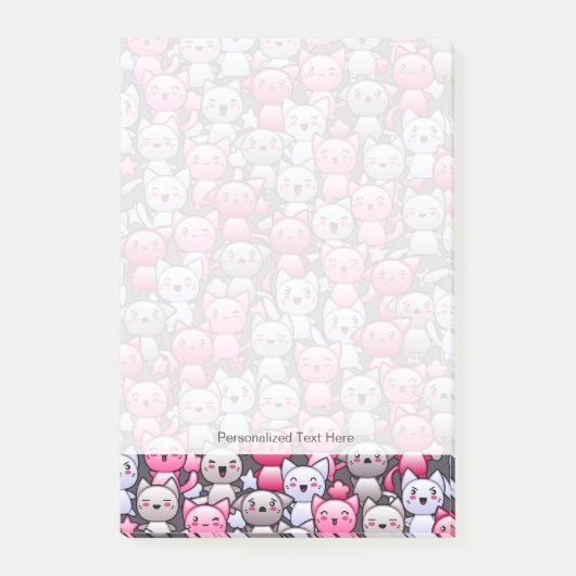 patroon met schattige kawaï - doodle cats 2 post-it® notes (Voorkant)