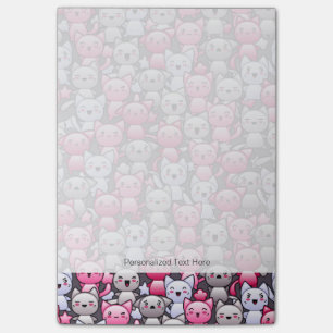 patroon met schattige kawaï - doodle cats 2 post-it® notes