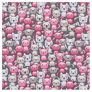 patroon met schattige kawaï - doodle cats 2 stof